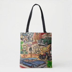 Vintage Route 66, nostalgisches Poster. Tasche