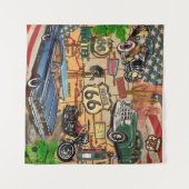 Vintage Route 66, nostalgisches Poster. Wandteppich (Vorderseite (Horizontal))