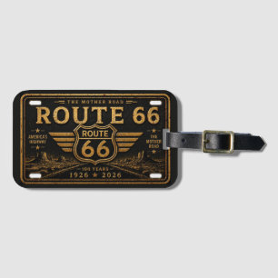 Vintage Route 66 Nummernschild Black Gold Design Gepäckanhänger