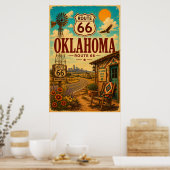 Vintage Route 66 Oklahoma Native Road Art Poster (Küche)