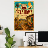 Vintage Route 66 Oklahoma Native Road Art Poster (Heimbüro)