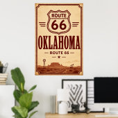 Vintage Route 66 Oklahoma-Ölfeld-Reise Kunst Poster (Heimbüro)