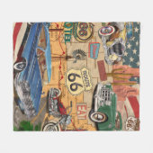 Vintage Route 66 Poster. Fleecedecke (Vorderseite (Horizontal))