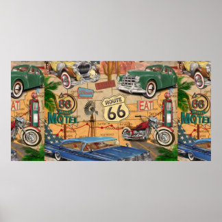 Vintage Route 66 Poster. Poster