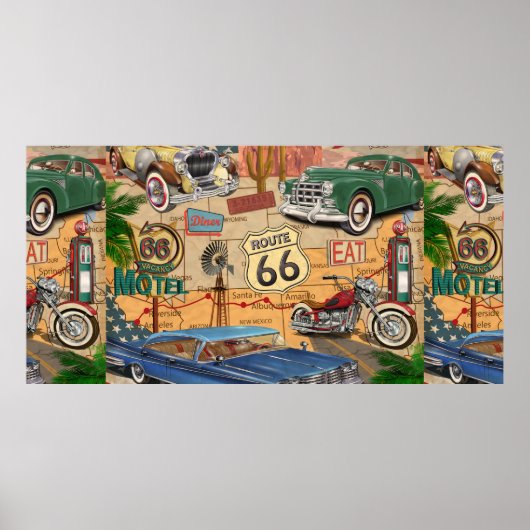 Vintage Route 66 Poster. Poster (Vorne)