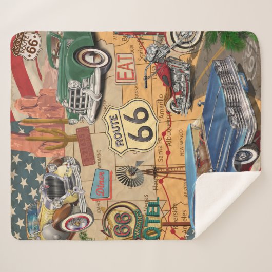 Vintage Route 66 Poster. Sherpadecke (Vorderseite (Horizontal))