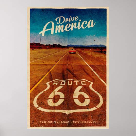 Vintage Route 66 Reiseplakat Poster (Vorne)