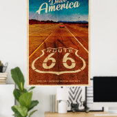 Vintage Route 66 Reiseplakat Poster (Heimbüro)