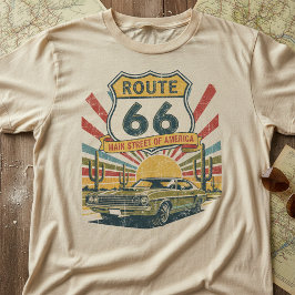 Vintage Route 66, Retro-Amerika Klassiker-Auto T-Shirt