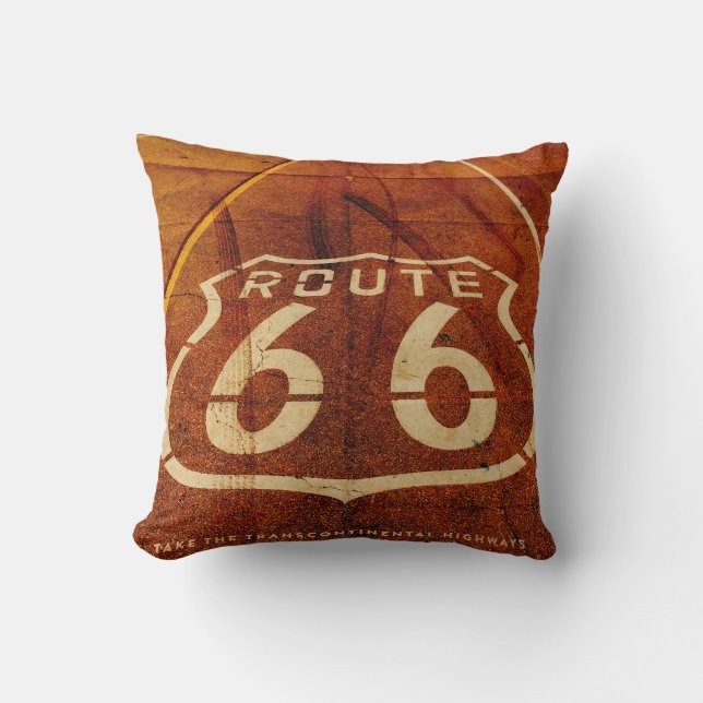 Vintage Route 66 Rückenpilz Kissen (Vorderseite)