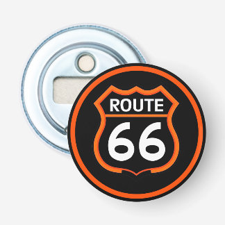Vintage Route 66 Schwarz-Orange Flaschenöffner