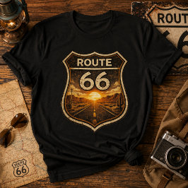 Vintage Route 66 Sonnenuntergang Highway Klassisch T-Shirt