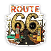 Vintage Route 66 Sticker | Route 66 Vinyl Decal