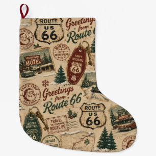 Vintage Route 66 Urlaubspostkartentour Großer Weihnachtsstrumpf