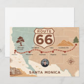 Vintage Route 66 USA Map Feiertagskarte (Vorne/Hinten)