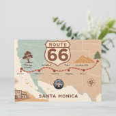 Vintage Route 66 USA Map Feiertagskarte (Stehend Vorderseite)