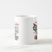 Vintage Route 66 Weihnachtsklassiker Rotes Auto Fe Kaffeetasse (Mittel)