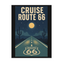 Vintage Route 66 Wüstenstraße Mitternachtsfahrt