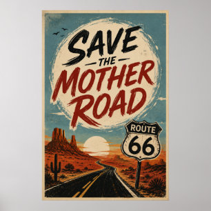 Vintage Route 66 Wüstenstraße Mother Road Poster