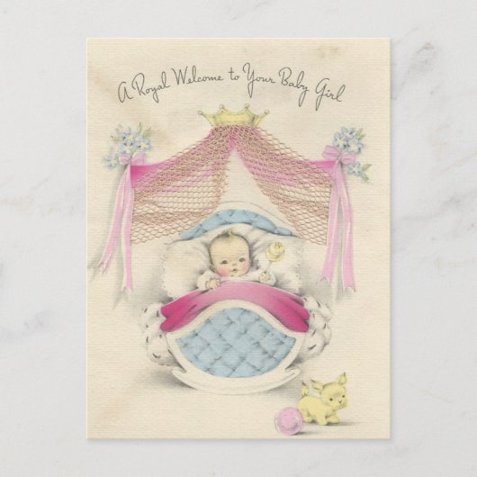 Vintage "Royal Baby Girl" Postkarte (Vorderseite)