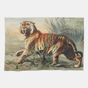 Vintage Royal Bengal Tiger Naturalisten-Kunstprint Geschirrtuch