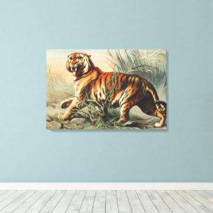 Vintage Royal Bengal Tiger Naturalisten-Kunstprint Leinwanddruck
