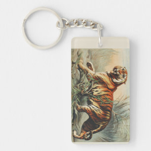 Vintage Royal Bengal Tiger Naturalisten-Kunstprint Schlüsselanhänger