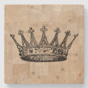 Vintage Royal Crown Art & Aged Briefmarke Hintergr Steinuntersetzer
