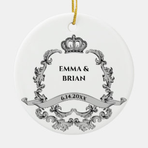 Vintage Royal Crown Wappen Hochzeit individuell an Keramik Ornament