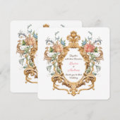 Vintage Royal Elegant Rococo Crest Spring Wedding Einladung (Vorne/Hinten)