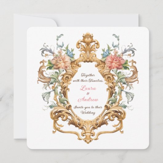 Vintage Royal Elegant Rococo Crest Spring Wedding Einladung (Vorderseite)