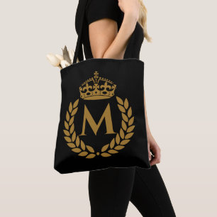 Vintage Royal King Goldene Krone Name Anfangsbuchs Tasche