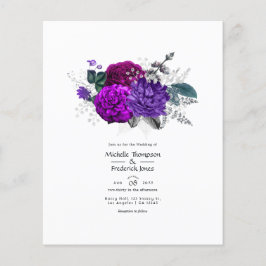 Vintage Royal Lila und Silver Floral Wedding Flyer
