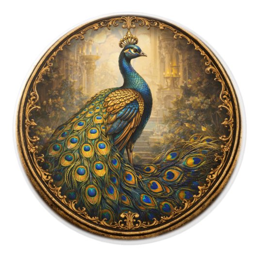 Vintage Royal Peacock Cabinet/Drawer Knob Keramikknauf (Vorderseite)