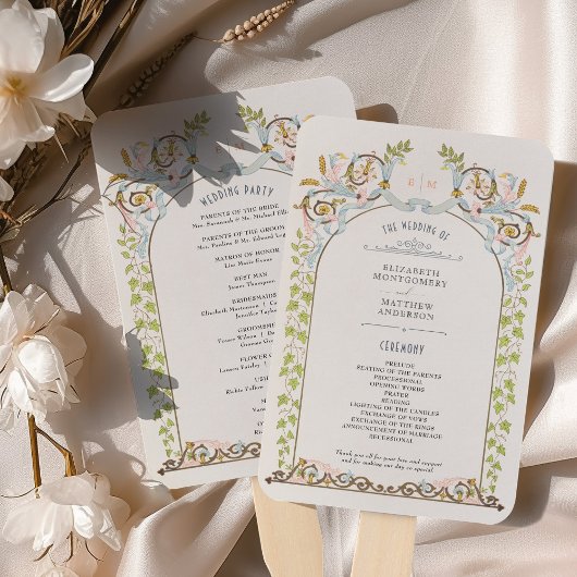 Vintage Royal Wedding Program Card Fächer