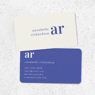 Vintage Royalblau Zeitlos Elegantes Monogramm Visitenkarte