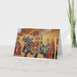 VINTAGE ROYALE INDISCHE HOCHZEITSPROZESSION ELEFA KARTE
