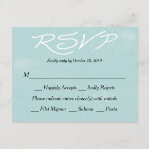 Vintage-RSVP-Blau-Grunge-Hochzeit / Party-Postkart Einladungspostkarte