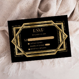 Vintage RSVP-Hochzeit für Deko Black Gold aus den  Begleitkarte