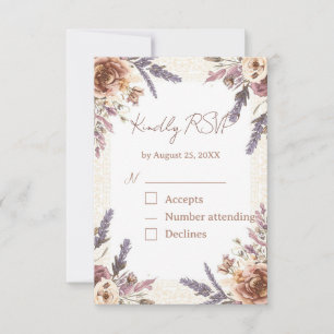 Vintage RSVP-Karte mit QR-Code der getrockneten Bl RSVP Karte