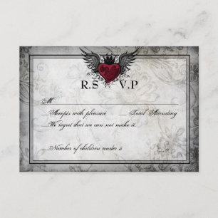 Vintage RSVP-Karten der städtischen Tattoo-Winged RSVP Karte