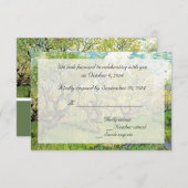 Vintage RSVP-Karten. Obstgarten in Blossom Einladung (Vorne/Hinten)