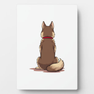 Vintage-Rückansicht Husky-Hund-Illustration Braun  Fotoplatte