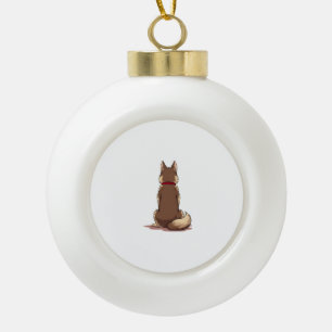 Vintage-Rückansicht Husky-Hund-Illustration Braun  Keramik Kugel-Ornament