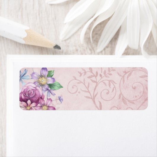 Vintage Rücksendeadressen-Aufkleber für Lila Posit (Insitu)