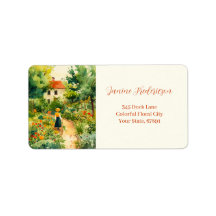 Vintage Rücksendeadressen-Aufkleber im Blumengarte