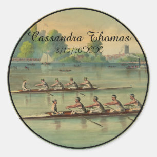 Vintage-Ruder-Crew-Rennen Boot-Rennen Runder Aufkleber