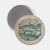 Vintage Ruderszene Magnet (Vorderseite/Rückseite)