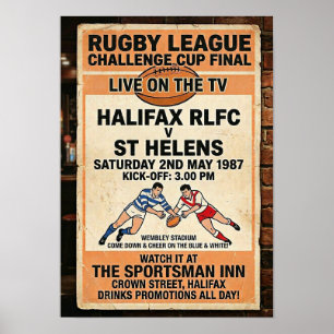 Vintage-Rugby-League-Finale 1987 Fan-Kunst Poster