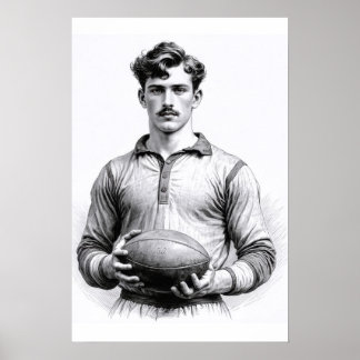 Vintage-Rugbyspieler Poster